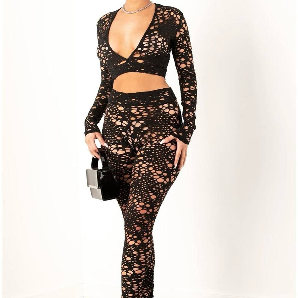 Black Cutout Two-Piece Set